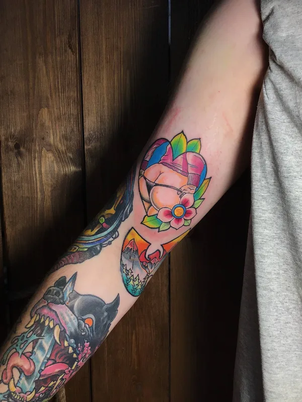 color new school татуировка на forearm #33278 | Тату мастер Кирилл Синицын