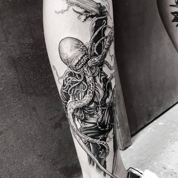 Хоррор tattoo by Jean Choir in Marseille