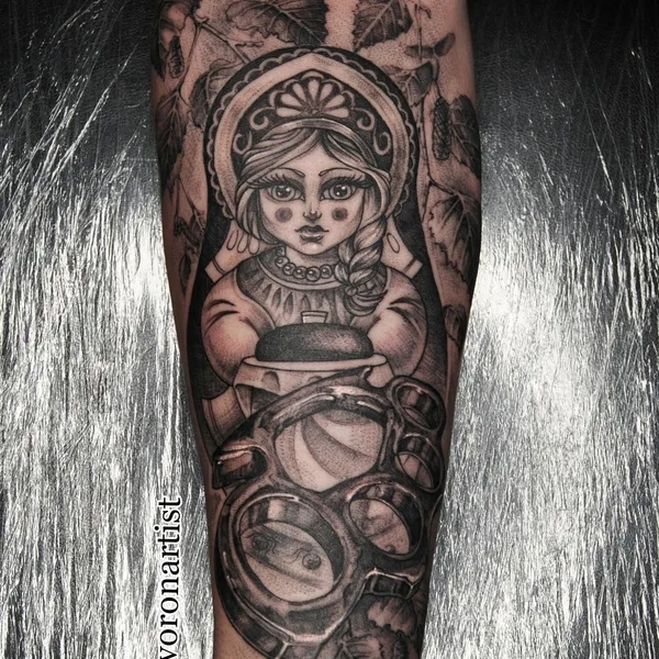 Graphic tattoo by Павел Ворон in Moscow