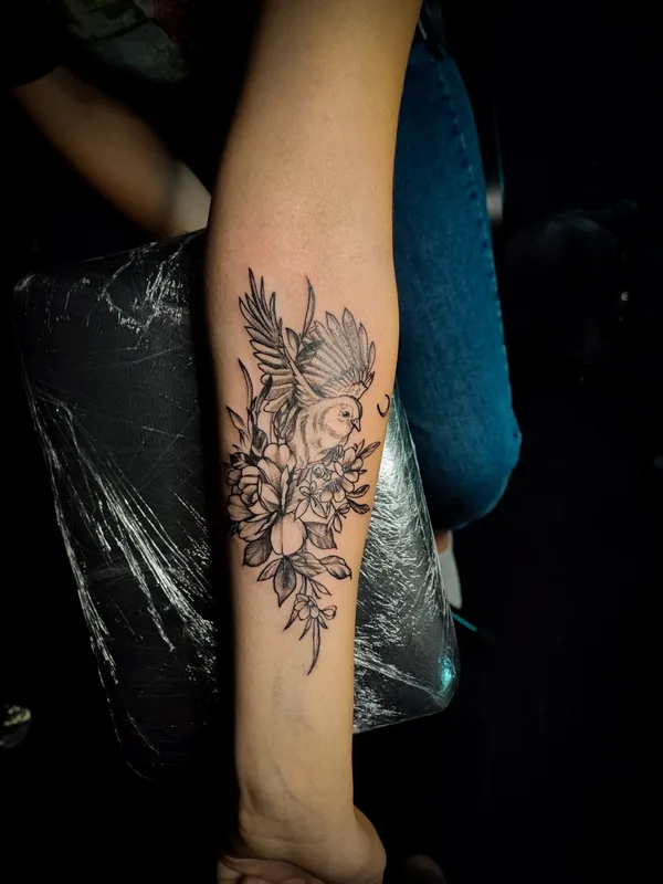 black and grey fineline татуировка на forearm #59905 | Тату мастер Антон Панков