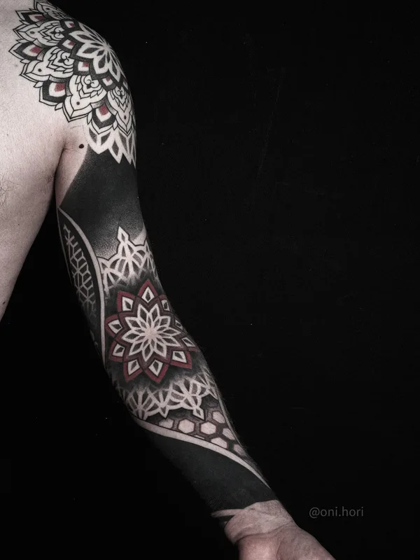 male black ornamental 타투 부위 sleeve #38170 | 타투이스트 Oni.hori
