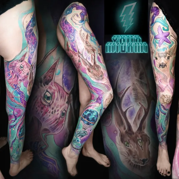 Watercolor tattoo by Яна Мигами in Moscow