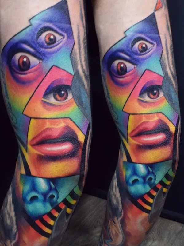 color abstract tattoo on knee #38751 | Tattoo Artist Leonardo_tattoos