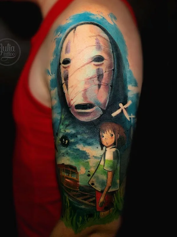 color illustrative tattoo auf full sleeve #52561 | Tätowierer Julia Prozorova