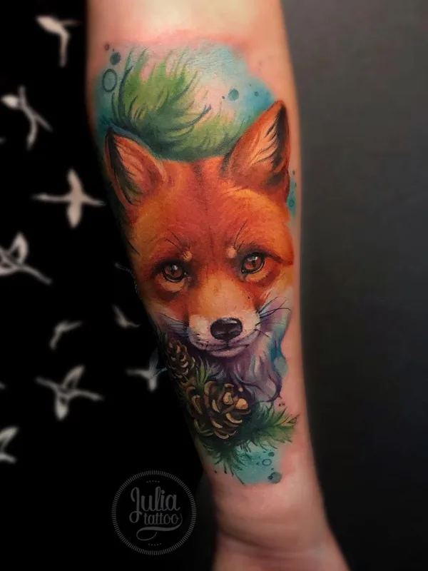 color watercolor tattoo auf forearm #52554 | Tätowierer Julia Prozorova
