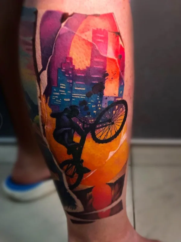color illustrative tattoo auf calf #52557 | Tätowierer Julia Prozorova
