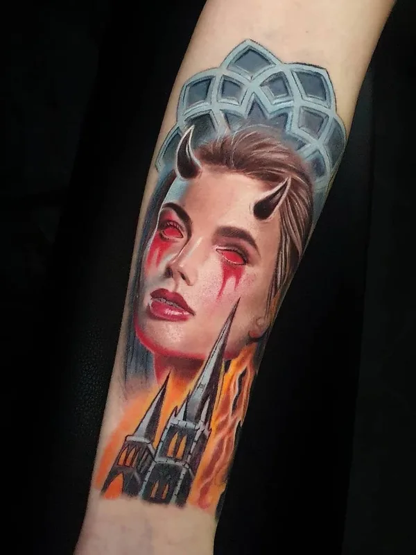 female color realism tattoo auf forearm #52631 | Tätowierer Katia Ink