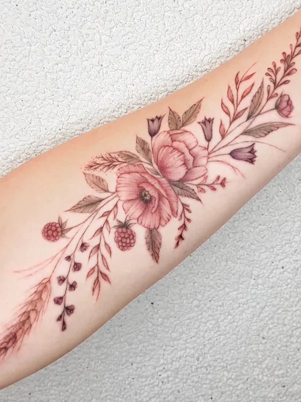 female color botanic татуировка на forearm #52697 | Тату мастер Эвелина @evelina_lem_tattoo