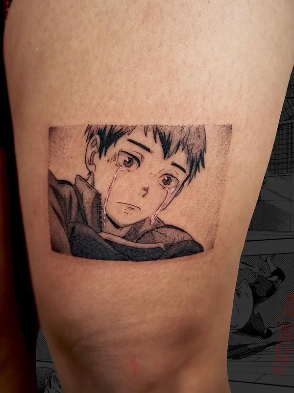 black and grey anime 타투 부위 thigh #53946 | 타투이스트 Mimi Sama 