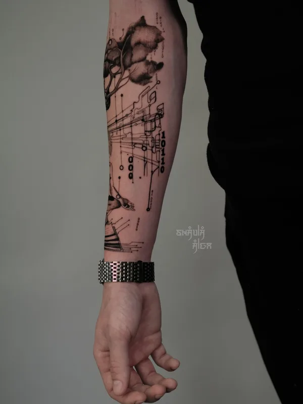 black sketch татуировка на forearm #67267 | Тату мастер Alex Shaula