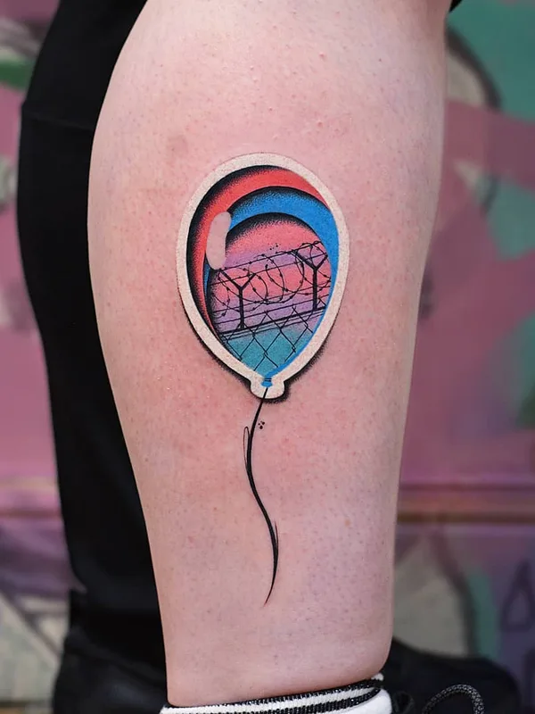 color illustrative tattoo on calf #30811 | Tattoo Artist Sku Plux