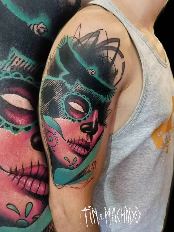 color neo traditional tattoo auf shoulder #15829 | Tätowierer Tin Machado