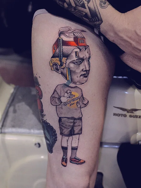 color illustrative tattoo auf thigh #36874 | Tätowierer Serena Caponera