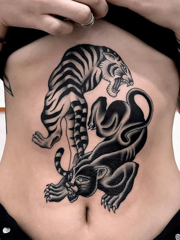 black traditional tattoo on stomach #41554 | Tattoo Artist Арсений Божинов