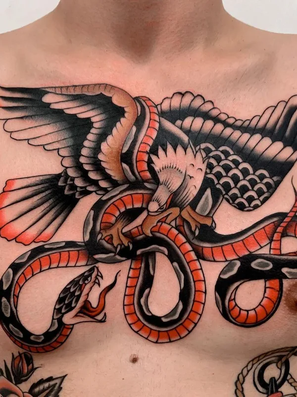 male color traditional tattoo on chest #41553 | Tattoo Artist Арсений Божинов