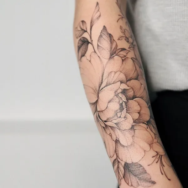 Feminine tattoo by Yarina Tereshchenko in Kyiv