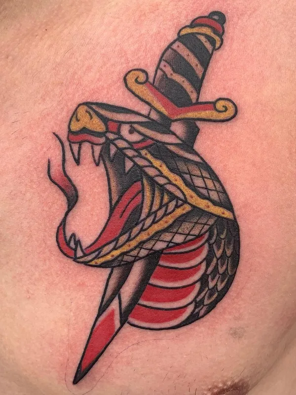color traditional Tatuaggio su chest #57701 | Tatuatore Paul Anderson