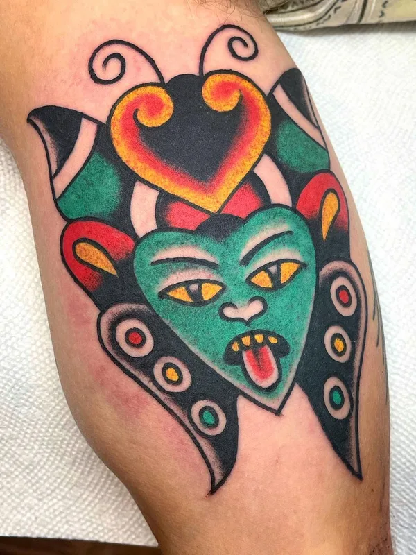color traditional tatouage sur calf #57779 | Artiste tatoueur Darius Cappelli