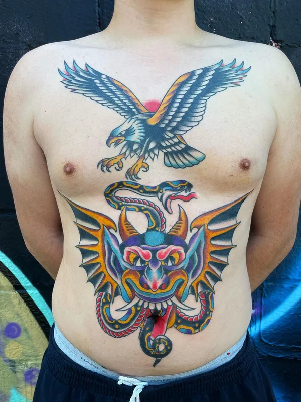 male color old school tatouage sur chest #57773 | Artiste tatoueur Darius Cappelli