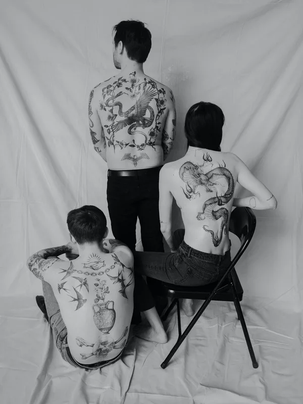 Graphic tattoo by Delphin Musquet in London