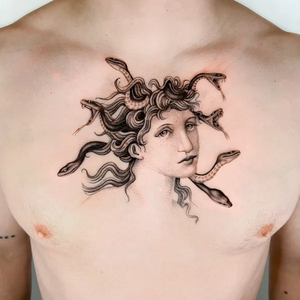 Graphic tattoo by Delphin Musquet in London