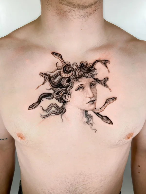 Graphic tattoo by Delphin Musquet in London