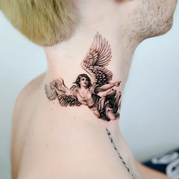 Graphic tattoo by Delphin Musquet in London