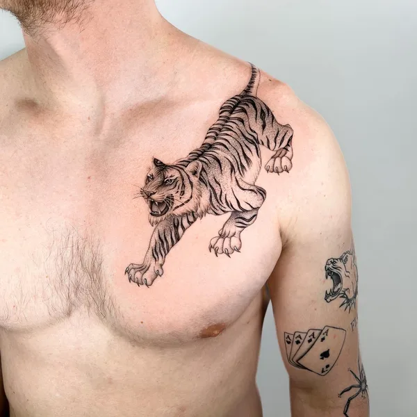 Graphic tattoo by Delphin Musquet in London
