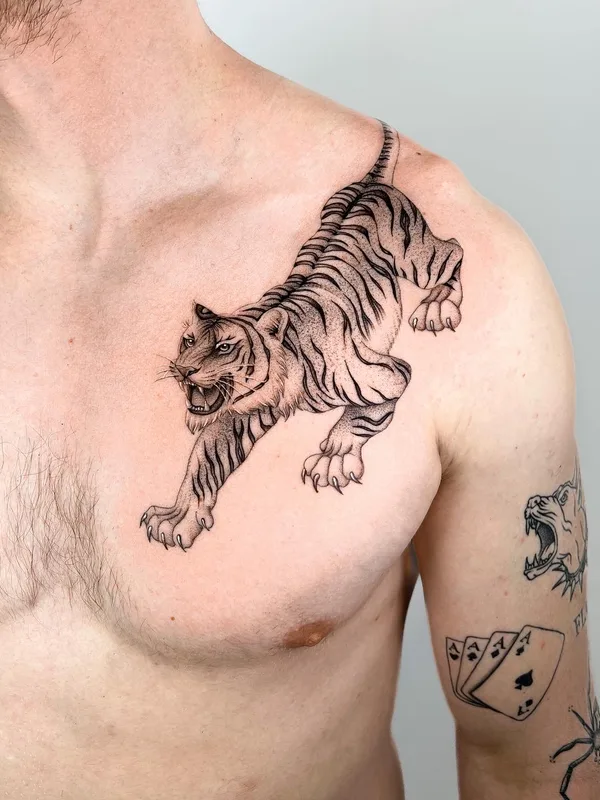 Graphic tattoo by Delphin Musquet in London