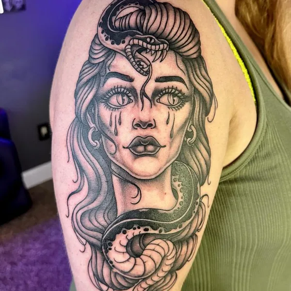 Graphic tattoo by Abby SR in Portland