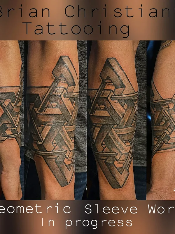 black and grey geometric татуировка на forearm #37894 | Тату мастер Brian Christiani