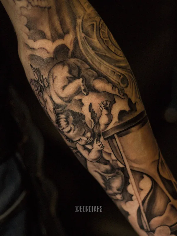black and grey realism татуировка на forearm #34130 | Тату мастер Artemy Gordian