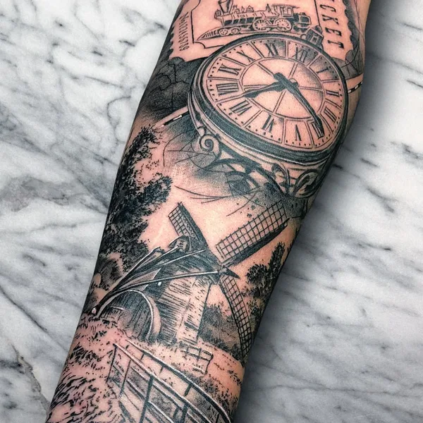 Graphic tattoo by Miguel Bohigues in Aldaia