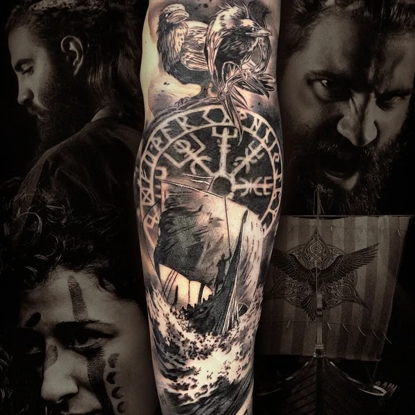 Graphic tattoo by Miguel Bohigues in Aldaia