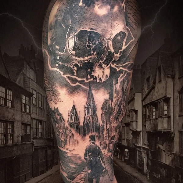 Graphic tattoo by Miguel Bohigues in Aldaia