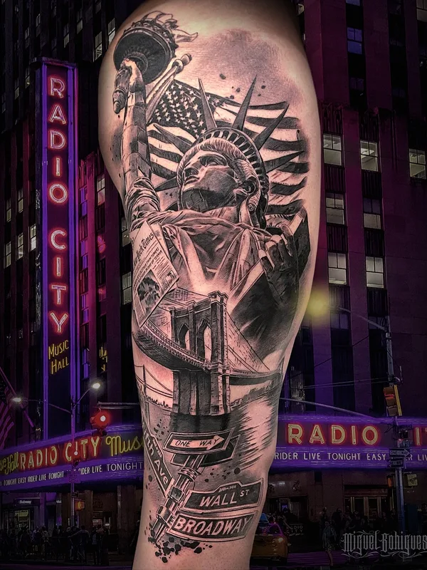 black and grey black and grey tattoo on thigh #46172 | Tattoo Artist Miguel Bohigues