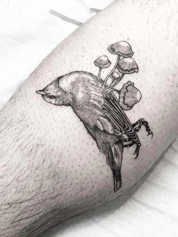 black and grey engraving Tatuagem em calf #19103 | Tatuador Sandra Cunha