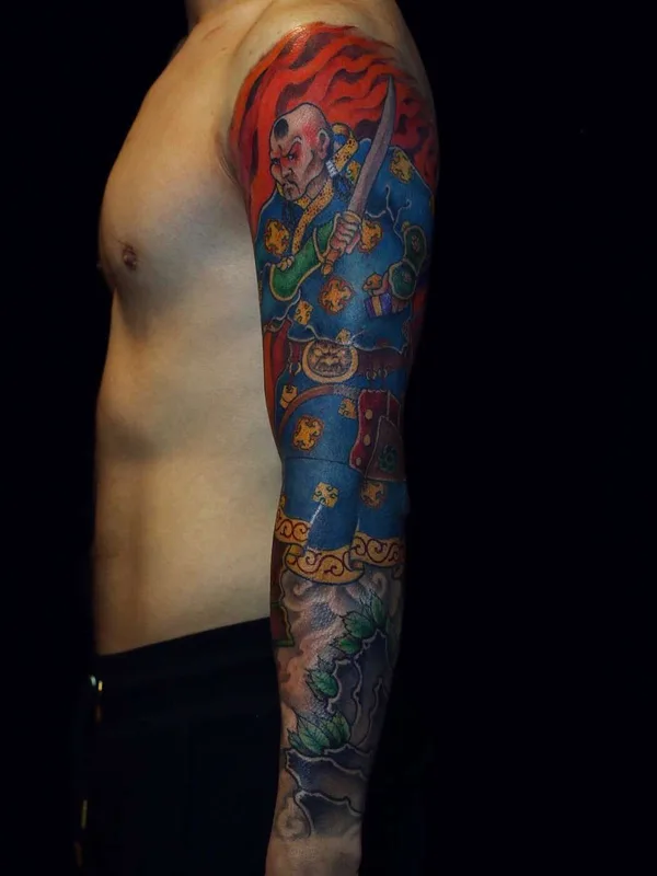 male color japanese tattoo on full sleeve #22002 | Tattoo Artist Yideer