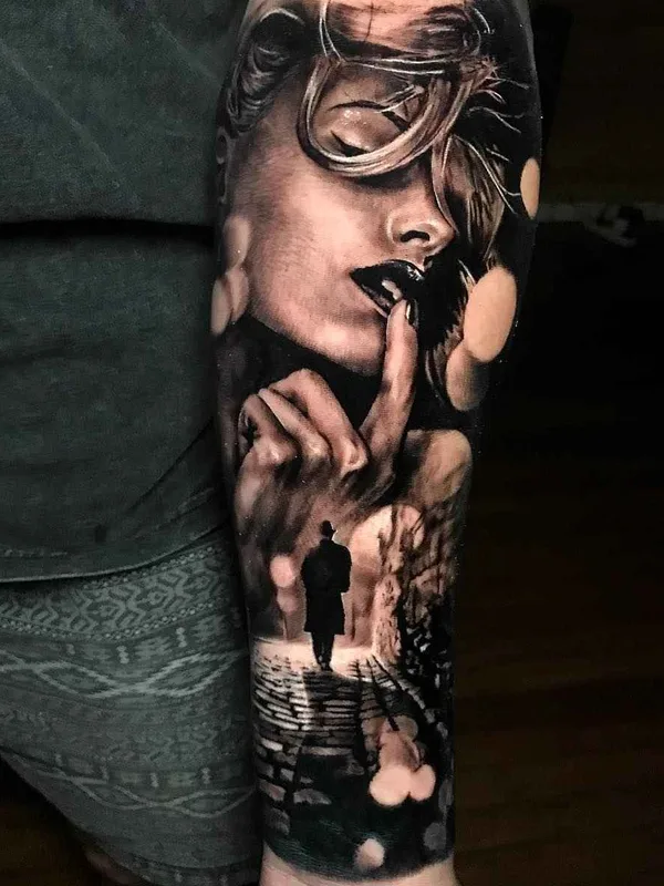 black and grey realism Tatuaggio su full sleeve #16709 | Tatuatore Damon Holleis