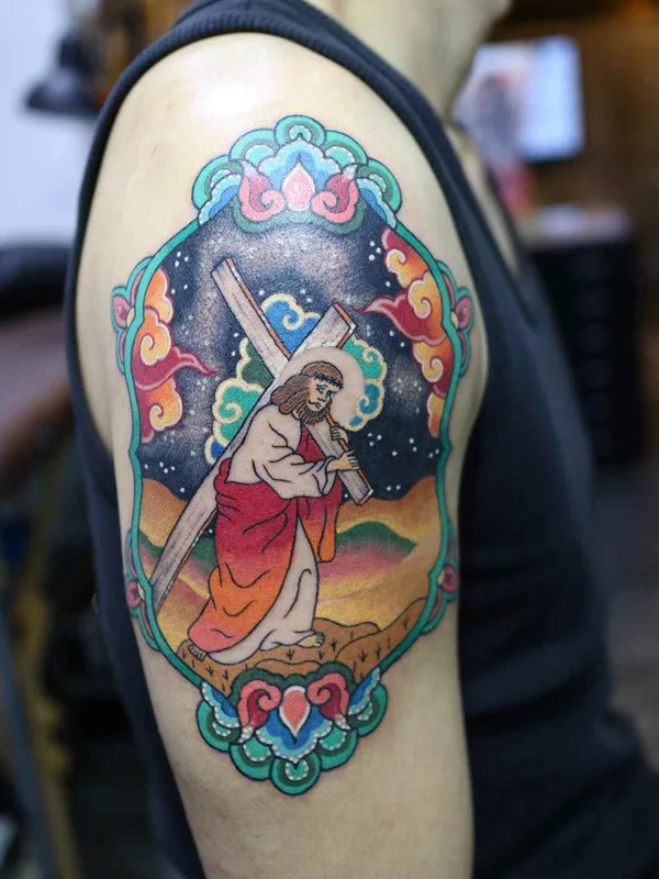 color illustrative Tatuaggio su shoulder #17900 | Tatuatore Pitta