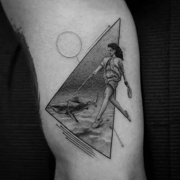 Geometric tattoo by Balazs Bercsenyi in New York City