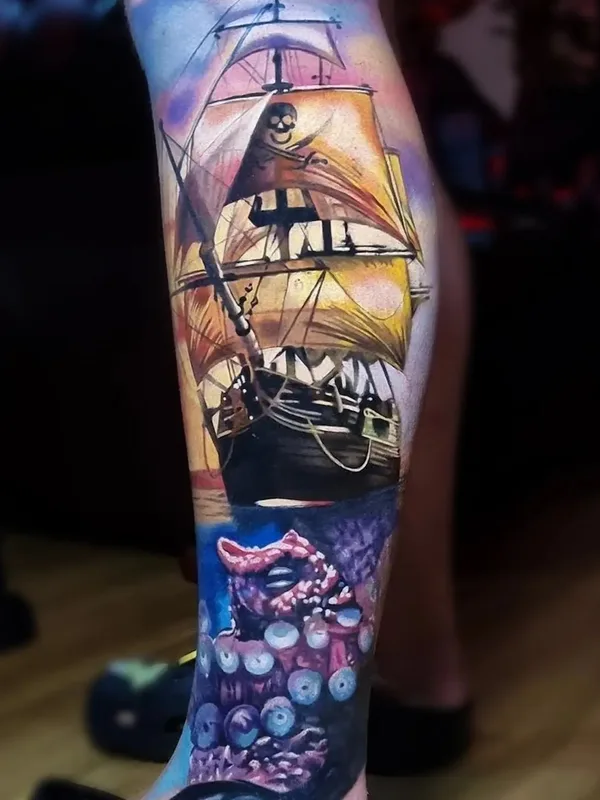 color realism Tatuaggio su calf #63571 | Tatuatore Dean Gunther