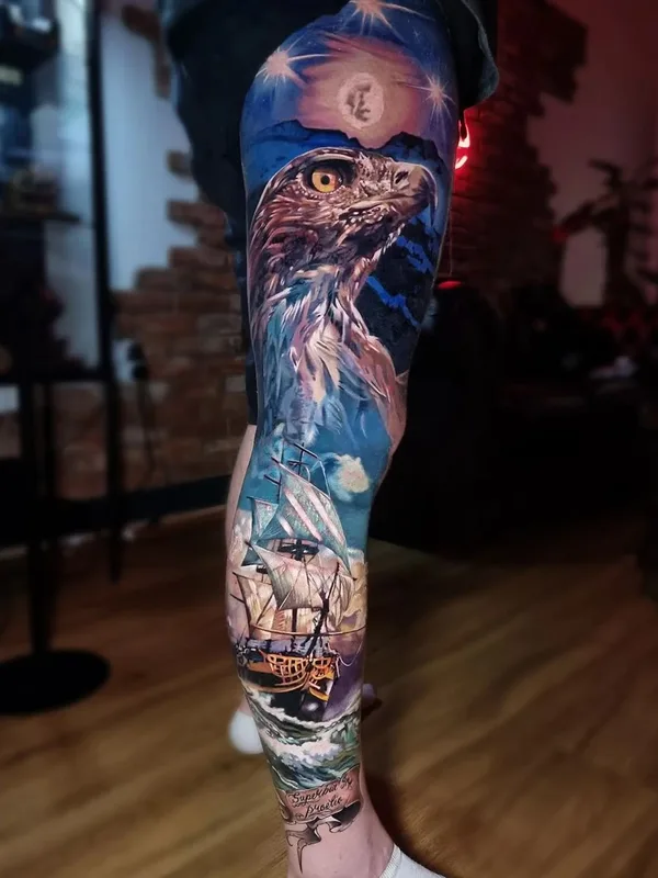 color realism Tatuaggio su full leg #63569 | Tatuatore Dean Gunther