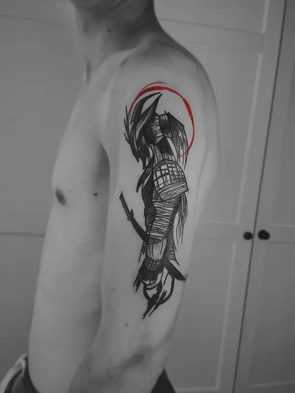 male black and grey sketch Tatuaggio su upper arm #35392 | Tatuatore Андрей Макоед
