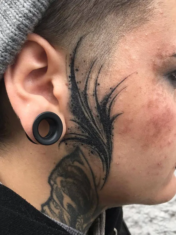 black blackwork tattoo on face #29339 | Tattoo Artist Felix Seele
