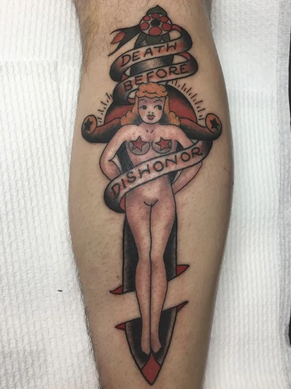 color traditional Tatuaggio su calf #39125 | Tatuatore Bevan