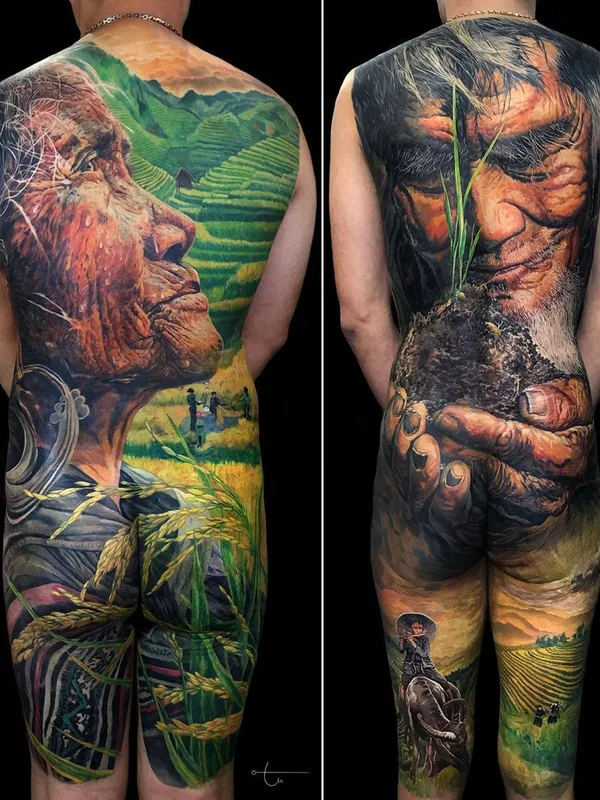 male color realism татуировка на full back #36007 | Тату мастер Tu Den
