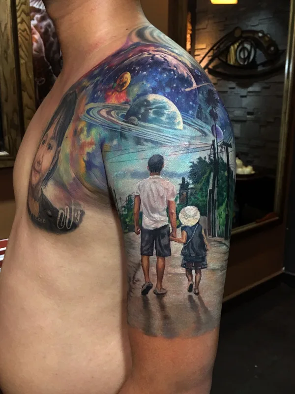 male color realism татуировка на full sleeve #36015 | Тату мастер Tu Den