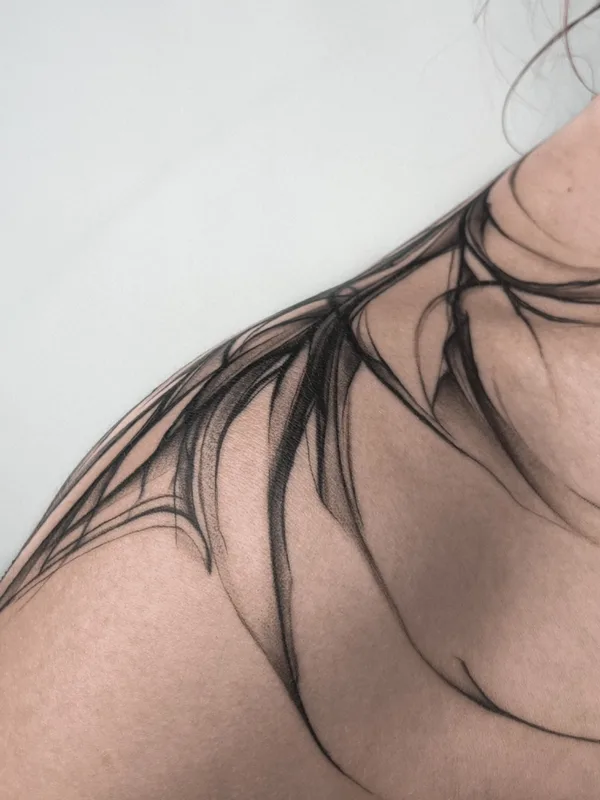 black linework татуировка на shoulder #68793 | Тату мастер Антон Тактаев