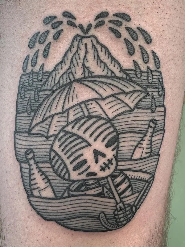 black blackwork Tatuaggio su calf #55744 | Tatuatore Alisa Bugashova